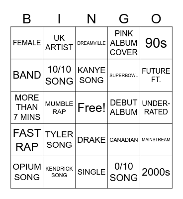 SPOTIFY BINGO Card