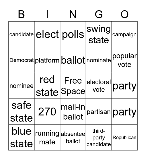 Election Vocabulary BINGO Card