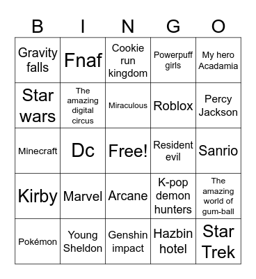 FANDO Bingo Card