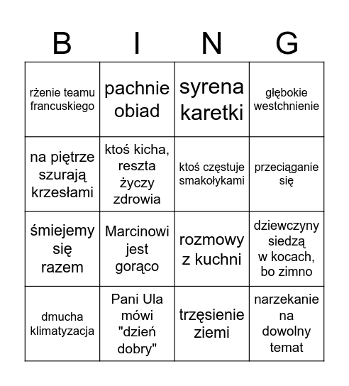 Fedexowe Bingo Sensoryczne Bingo Card