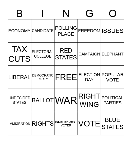 The Election Bingo Card