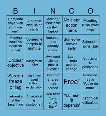 Meeting Bingo Card