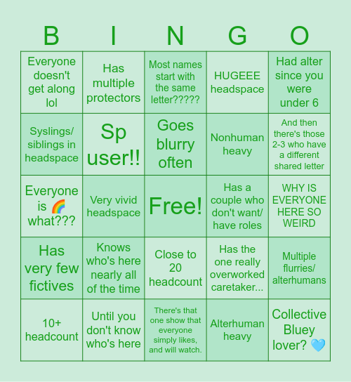 Our System Bingo!! Bingo Card