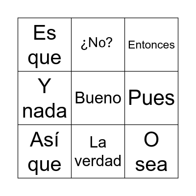 Spanish connectors Bingo Card