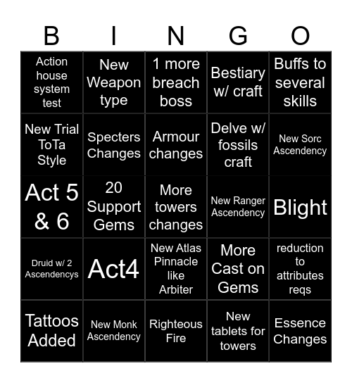 0 Bingo Card