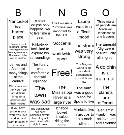 Untitled Bingo Card