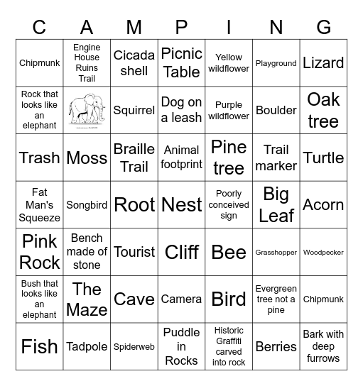 Elephant Rocks State Park Bingo Card