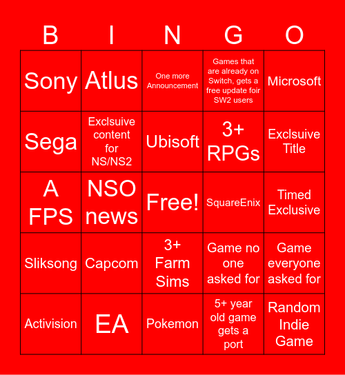 Partner Showcase 7/31/25 Bingo Card