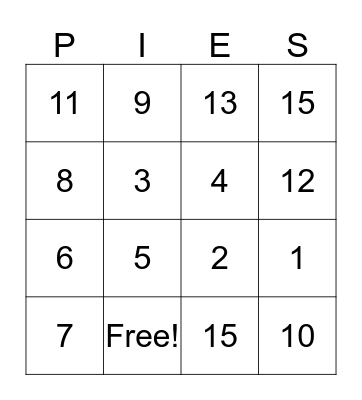 Thanksgiving Bingo Card