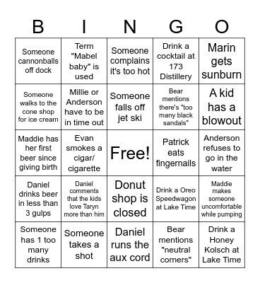 Woods Fest 2025 Bingo Card