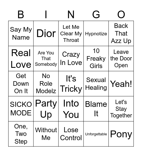 R&B/Hip-Hop Bingo #4 Bingo Card