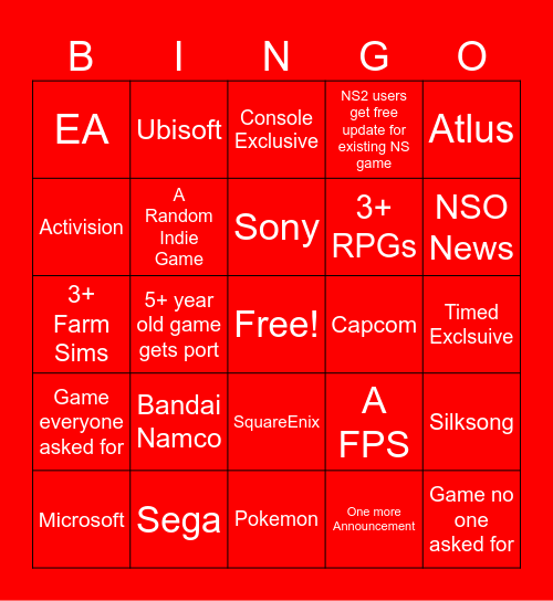 Partner Presnts 7/31/25 Bingo Card