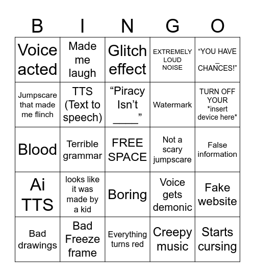 Anti Piracy Screen Bingo Card