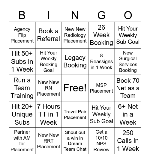 Dream Team August Bingo! Bingo Card