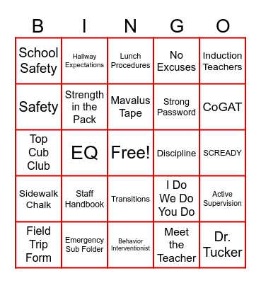 Back to School Bingo! Bingo Card