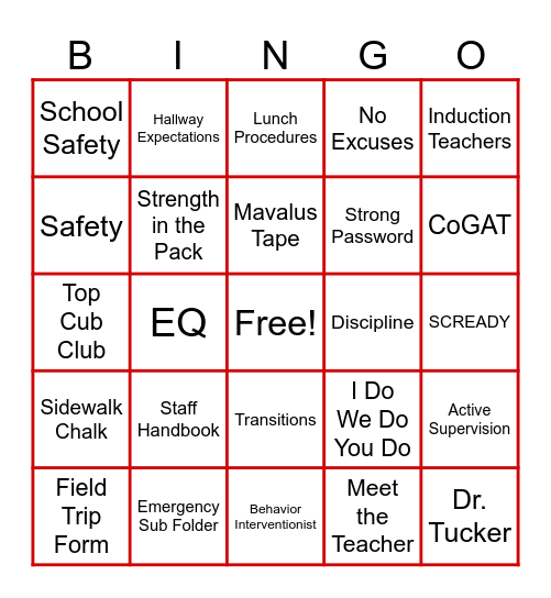 Back to School Bingo! Bingo Card