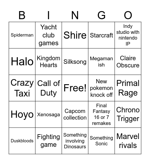 July Nintendo partner Direct Bingo Card