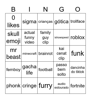 YouTube Shorts Bingo Card