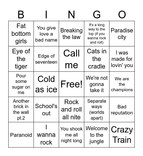Game 1-7/30/25 Bingo Card