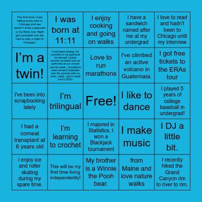 Find Your Classmate! Bingo Card