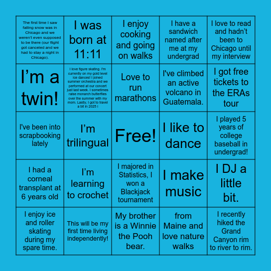 Find Your Classmate! Bingo Card