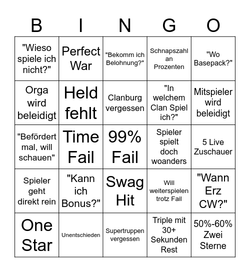 CWL Bingo Card