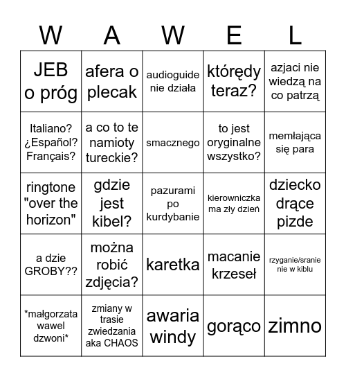 Wawel Core Bingo Card