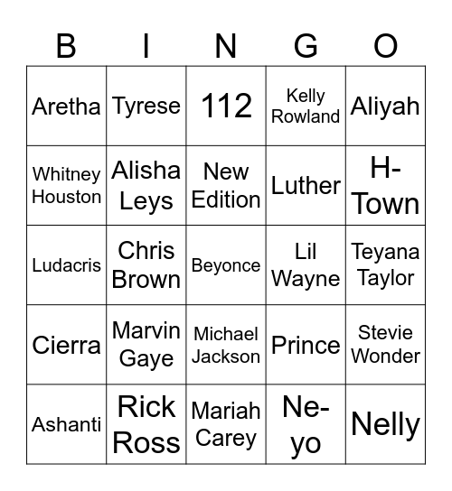 R & Bingo Card