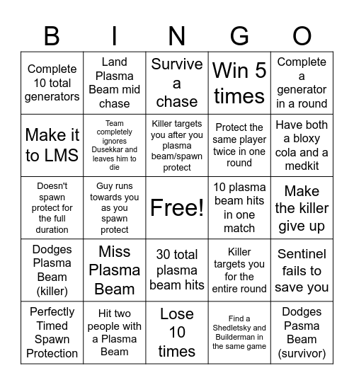 Dusekkar Bingo Card