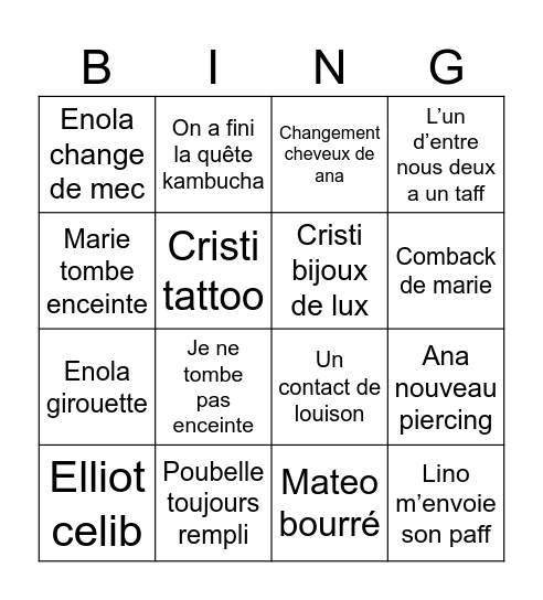 Bingo fin 2025 Bingo Card