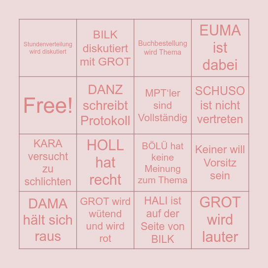 FK GeLe Bingo Card