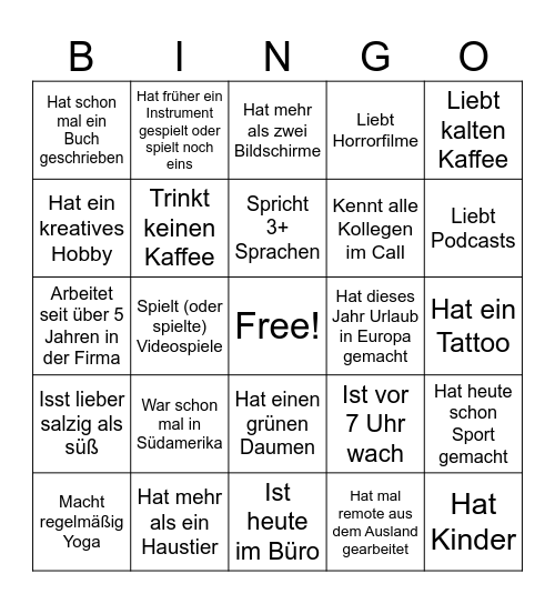 VC-Miteinander Bingo Card