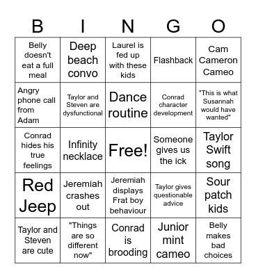 TSITP Bingo Season 3 Bingo Card