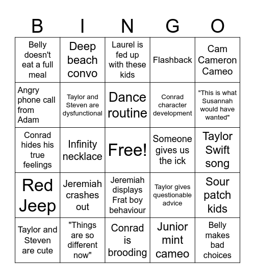 TSITP Bingo Season 3 Bingo Card