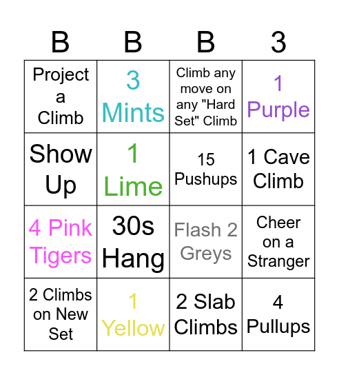 BB Bingo #3 Bingo Card
