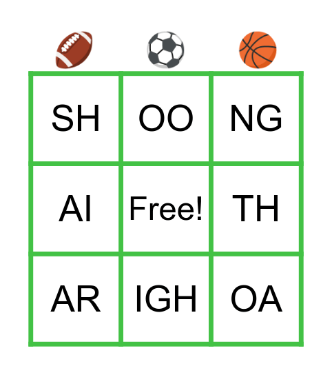 PHONICS SOUNDS🥎 Bingo Card