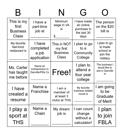 Business Management Bingo Card