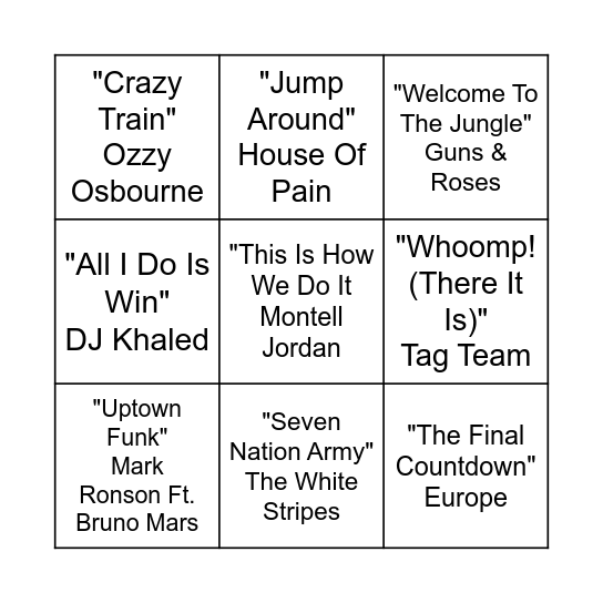 Stadium Favorites Bingo Card