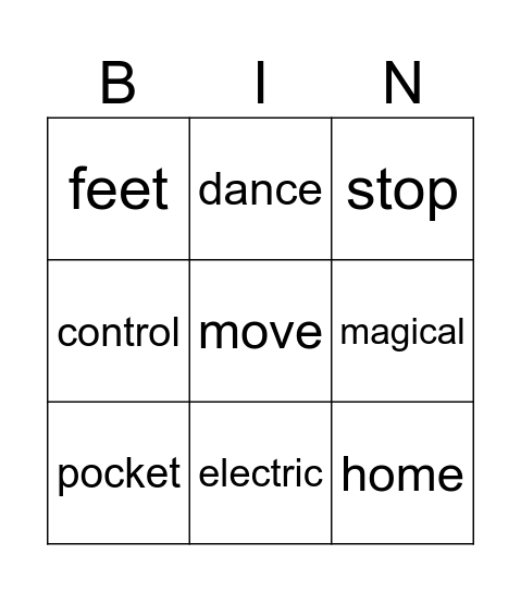 Can´t stop the feeling Bingo Card