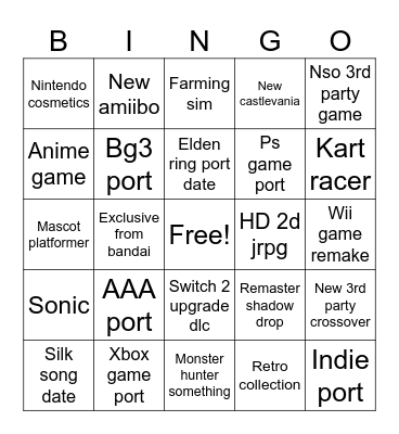 July direct Bingo Card