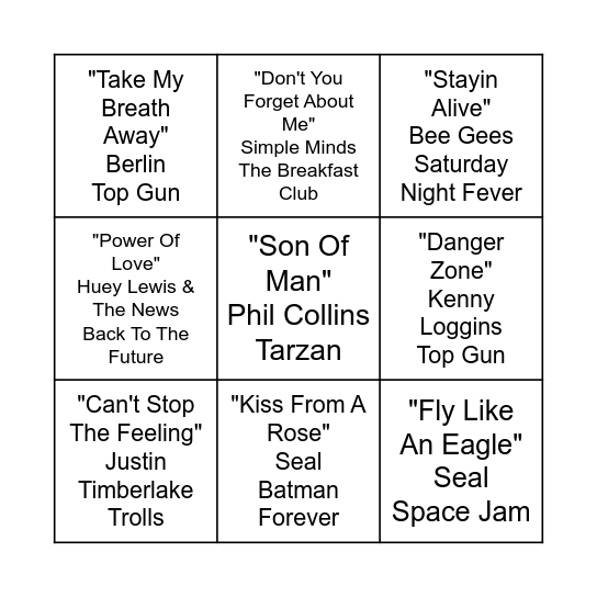 Movies Bingo Card