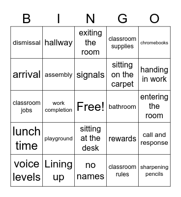 3rd Grade Bingo Card
