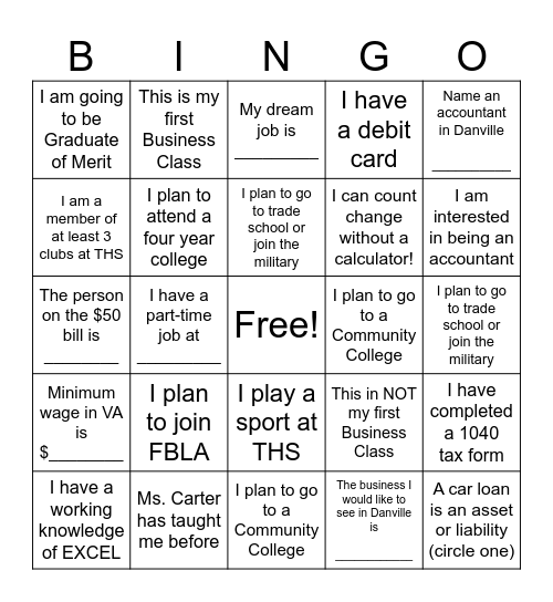 Accounting Bingo Card