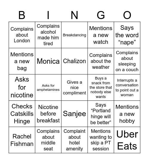 Dre Bingo Card