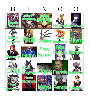 Nicki’s Fav Characters Bingo Card