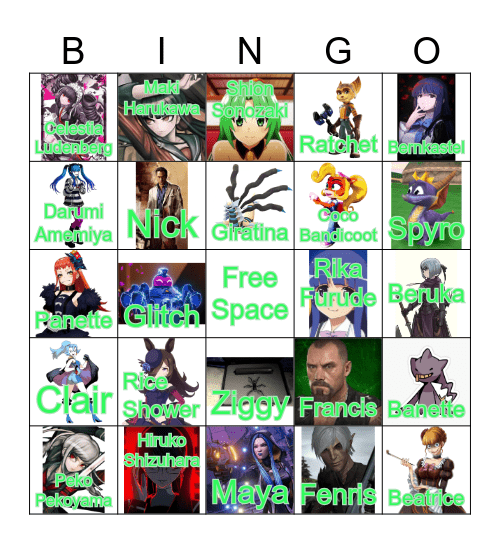 Nicki’s Fav Characters Bingo Card