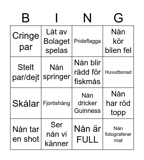 BarBingo Card