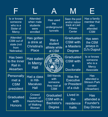 College of Saint Mary Bingo Card