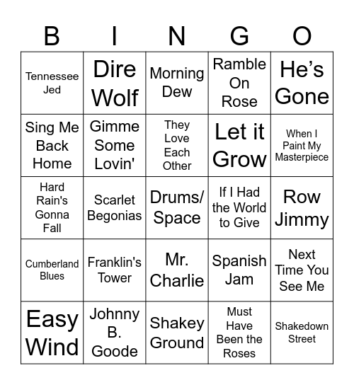 Dead 60 hard Bingo Card