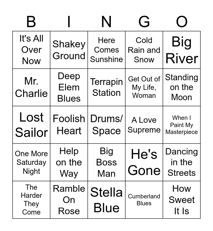 Dead 60 Easy Bingo Card